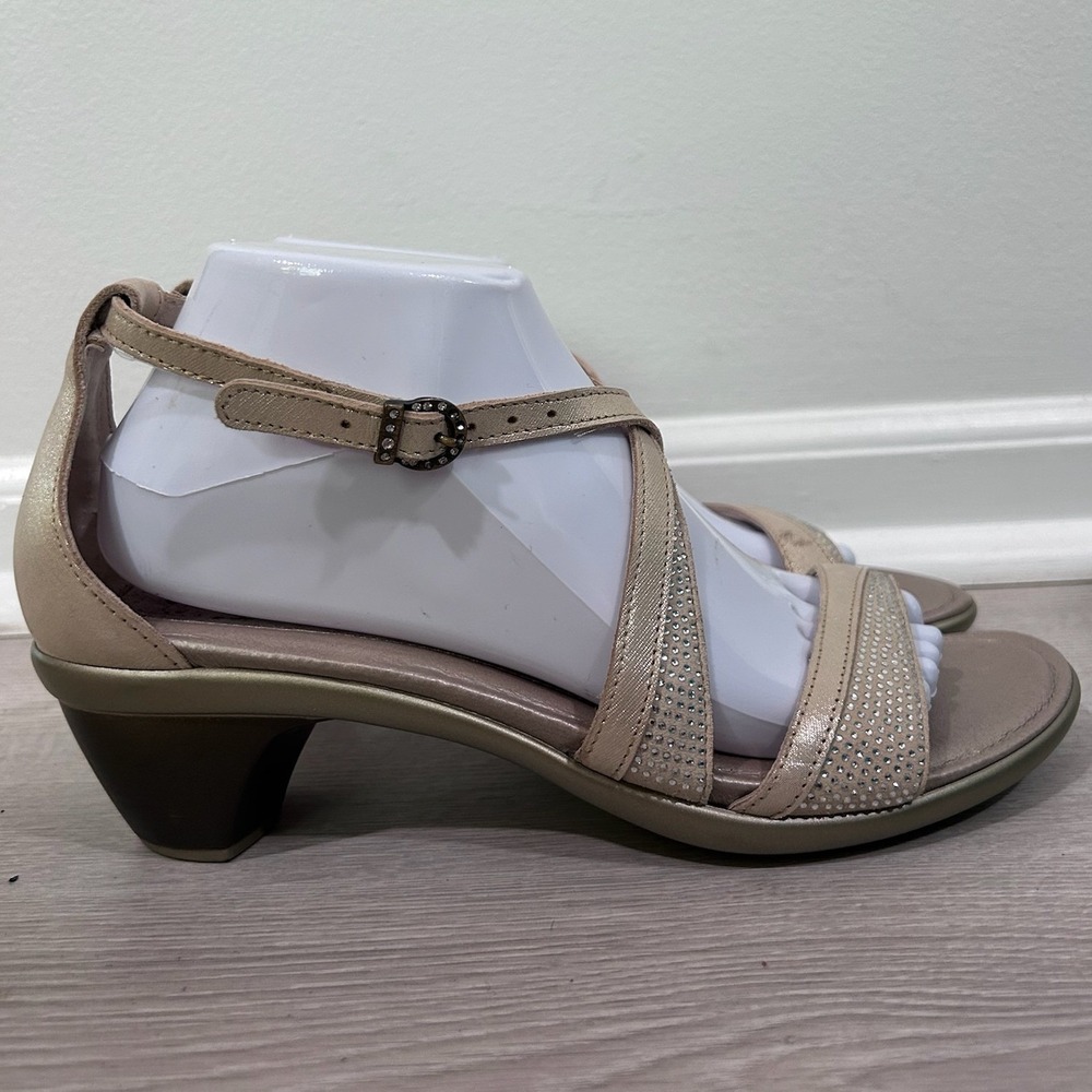 Naot Innovate Sandal Womens 41‎ US 10 Champagne Rhinestone Heel Comfort Leather